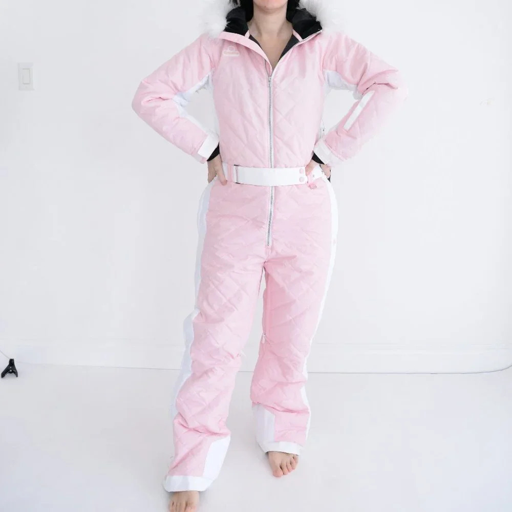 Tipsy Elves Powder Pink  One Piece Ski Suit Snowsuit Size S NWT